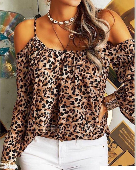 Leopard Print Of Shoulders Top