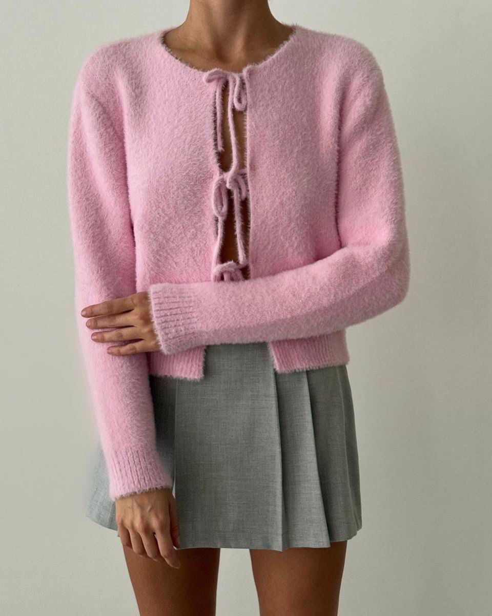 Warm Wool Cardigan With Ties