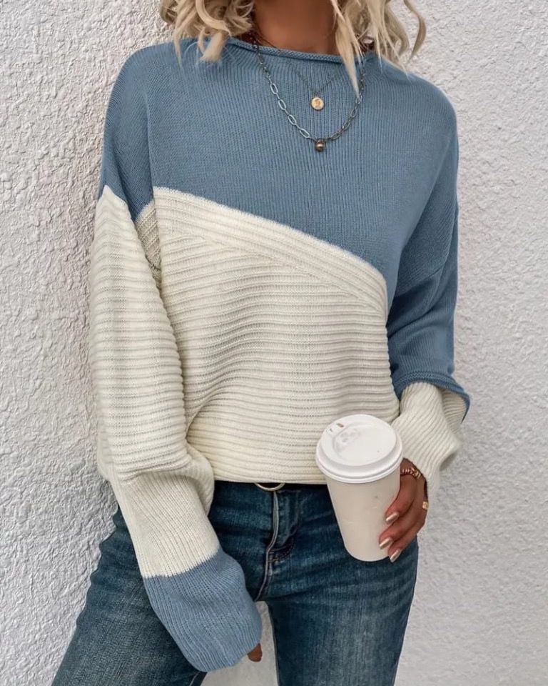 Two Colors Wool Casual Blouse