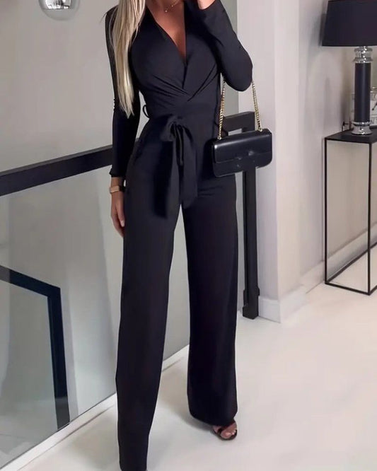 Elegant And Simple Overall With Belt