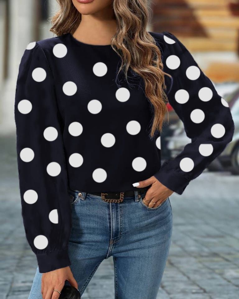 Polka-Dot Long Sleeve Top