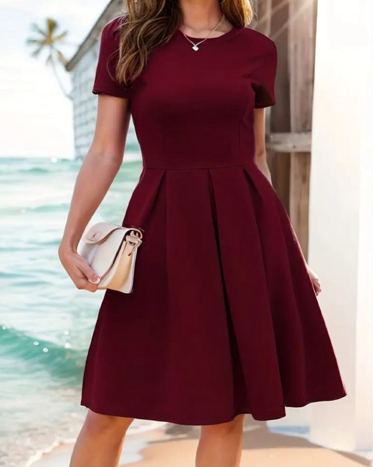 Short Sleeve Wide Short Dress