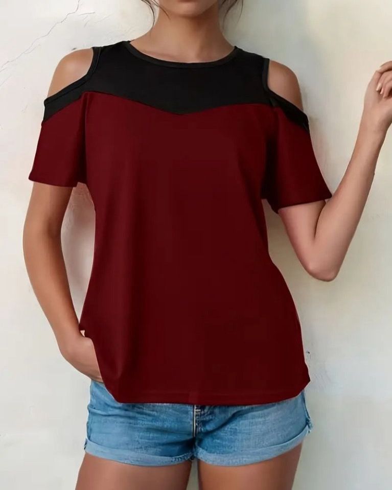 Short Sleeve Cotton Two Colors Top