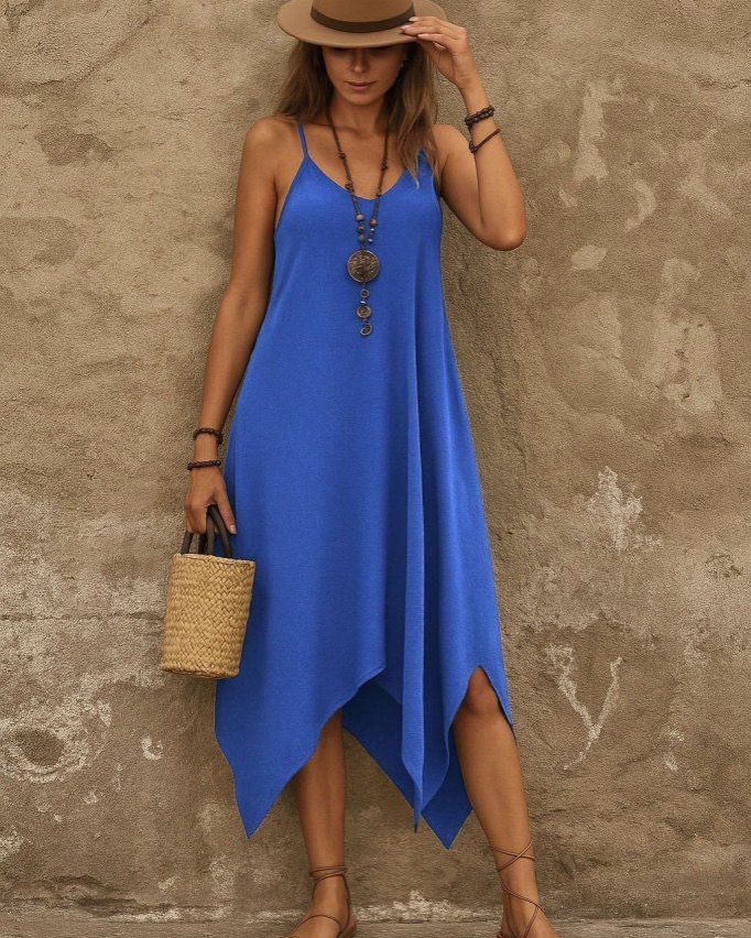 Unsymmetric Wide Cotton Dress