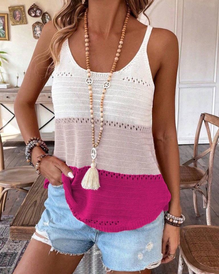 Mercerize Three Colors Stripped Top