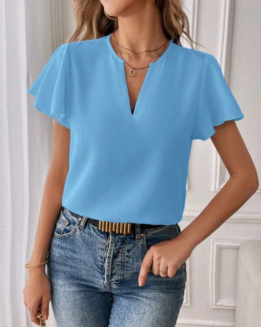 Flowy Short-Sleeve Simple Top