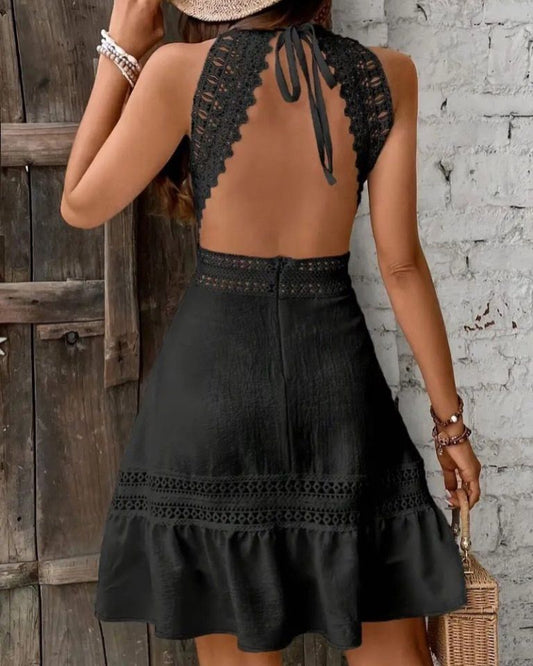 Open Back Short Dress with Laces