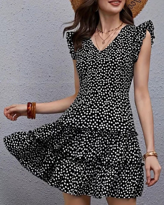 Two Colors Flowy Sleeveless Short Dress