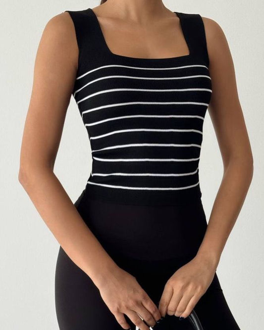 Stripped Mercerize Two Colors Tops