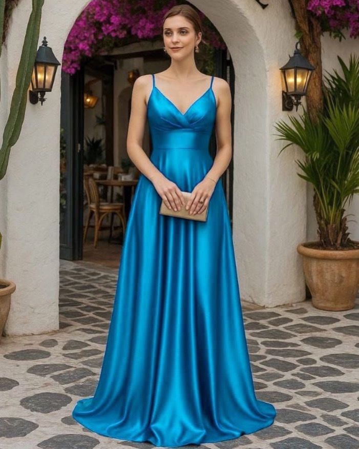 Satin Evening Wide Dress