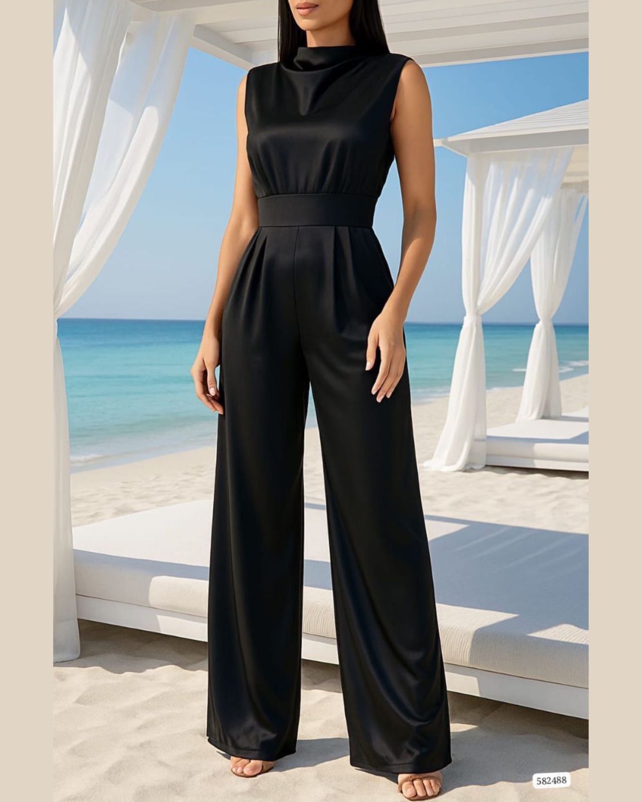 Sleeveless Satin Overall