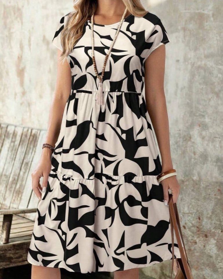 Floral Wide Cotton Short Dress