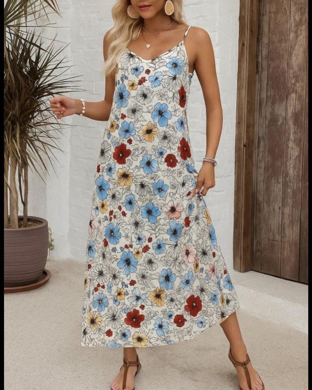 Floral And Colorful Long Dress