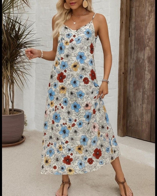 Floral And Colorful Long Dress
