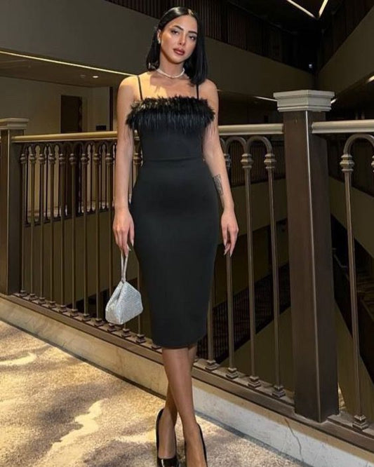 Elegant Summer Dress With Feather