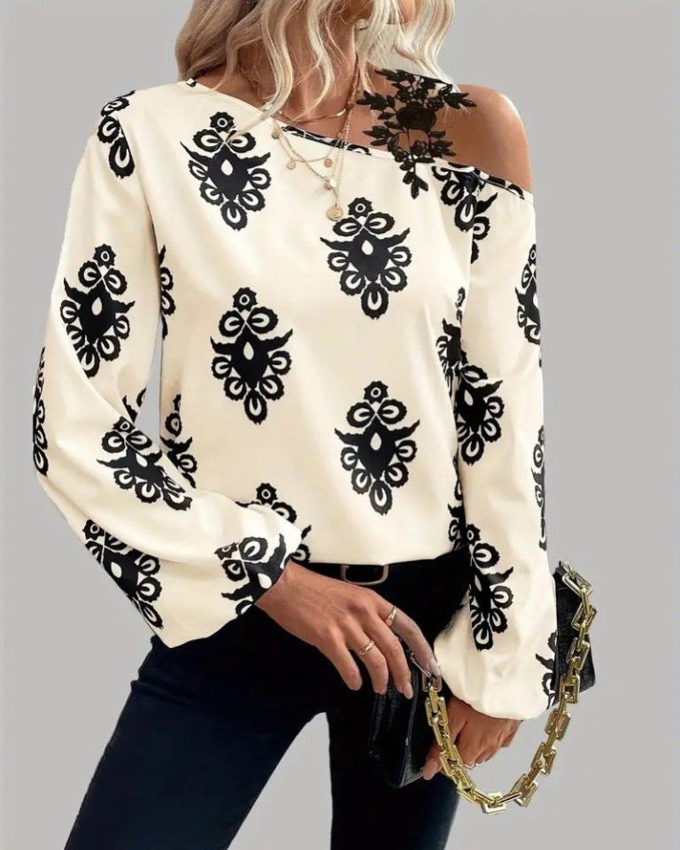 Two Colors Long Sleeve Top With Laces