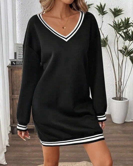V-Neck Two Colors Sport Short Dress