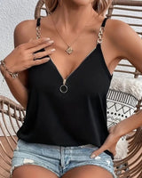 Simple Top With Zipper And Silver Buckle