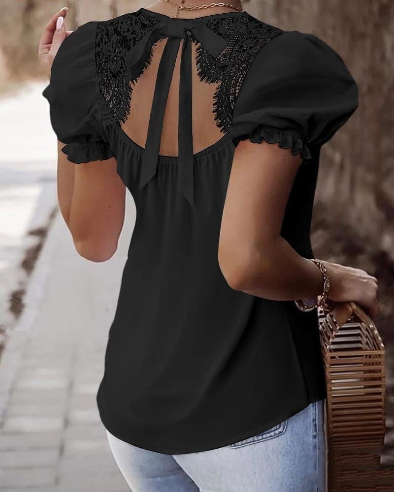 Short-Sleeve Top With Laces