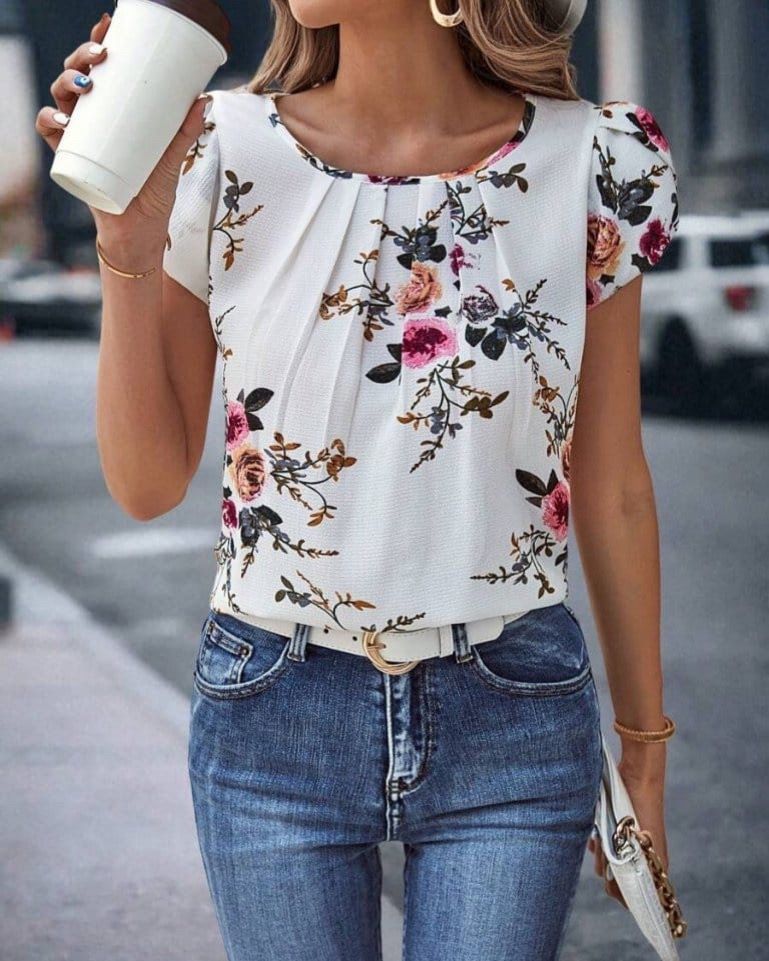 Floral Short-Sleeve Top