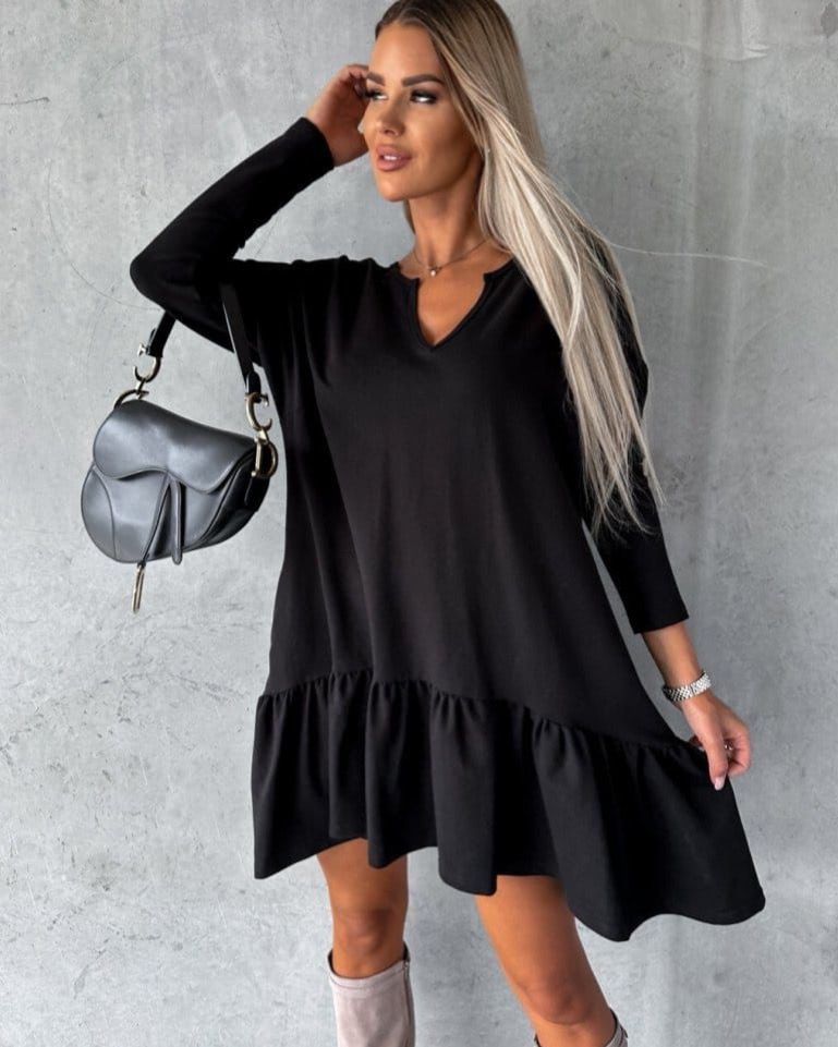 Wide Long Sleeve Short Dress