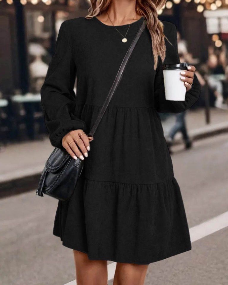 Stylish Wide Long Sleeve Short Dress