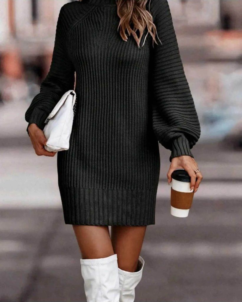 Wool short Dress With Crewneck