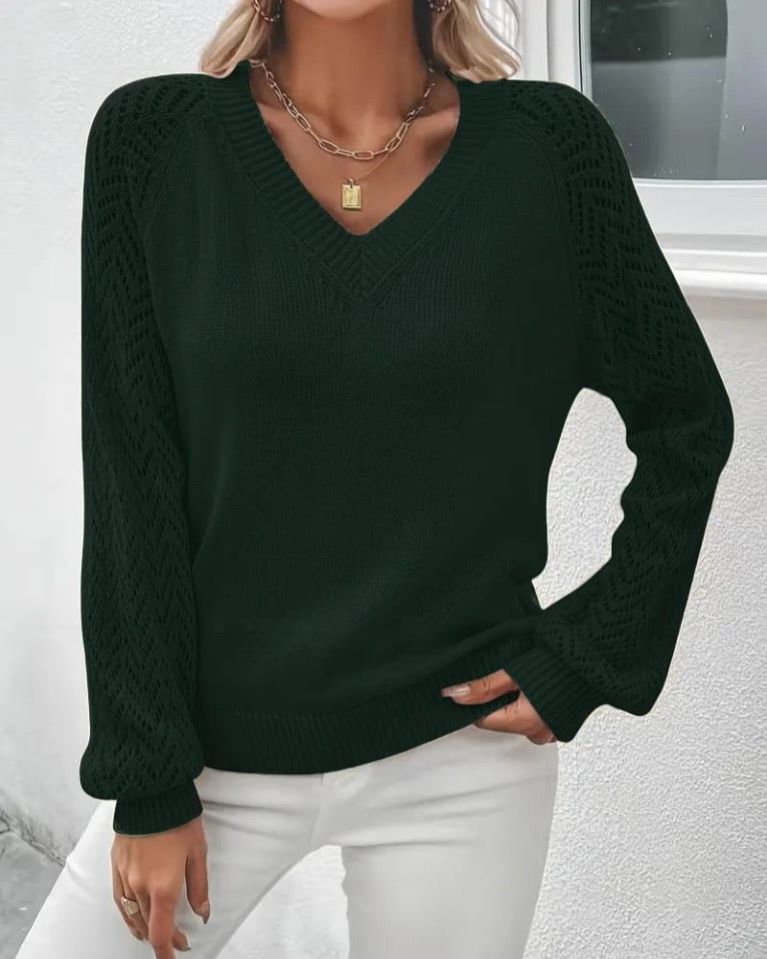 Wool Elegant V-NECK Blouse