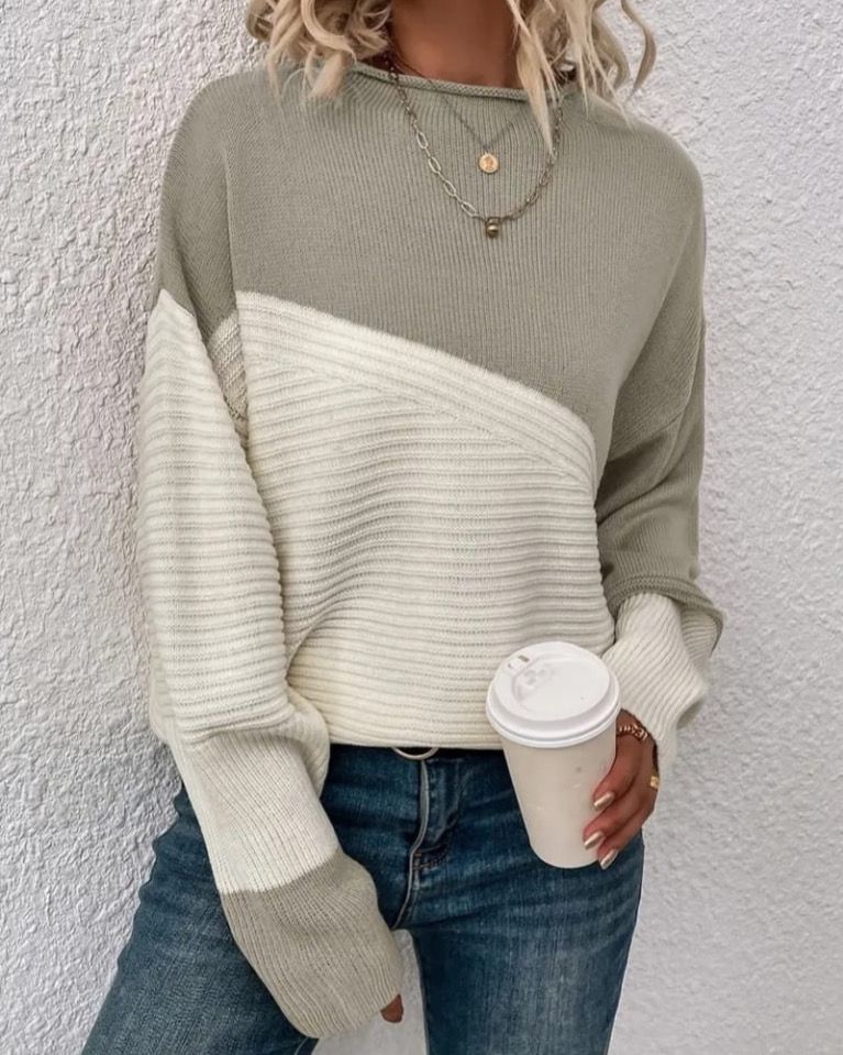 Two Colors Wool Casual Blouse