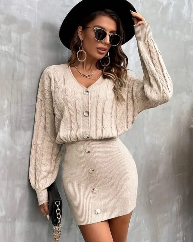 Wool Short Dress With Buttons