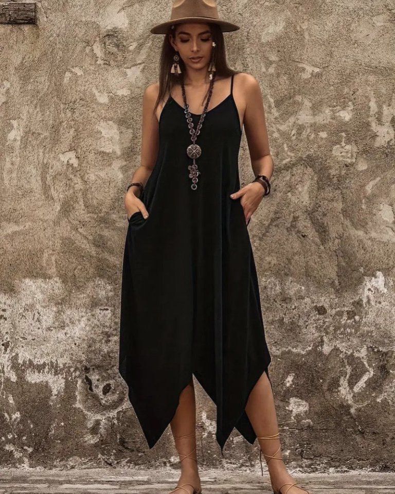 Unsymmetric Wide Cotton Dress