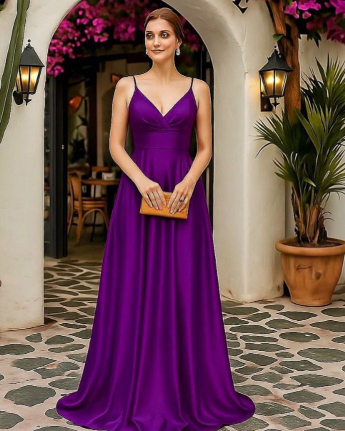 Satin Evening Wide Dress