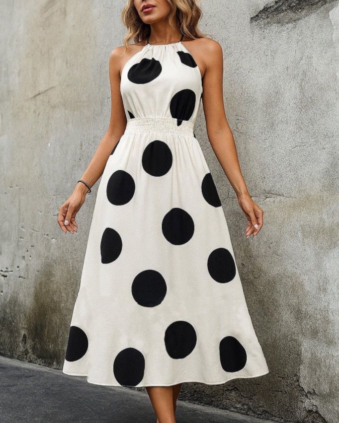 Polka-Dot Wide Two Colors Dress