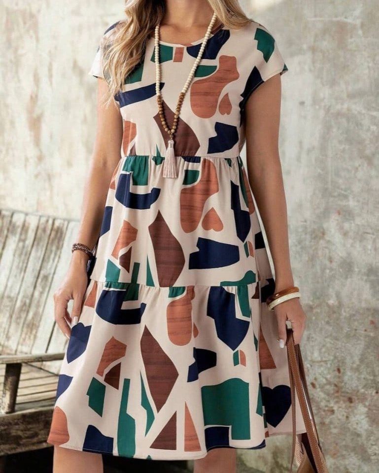 Floral Wide Cotton Short Dress