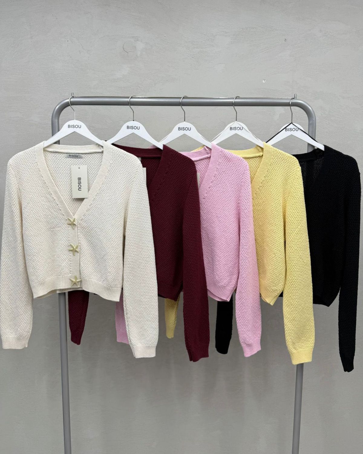 Elegant Wool Cardigan With Stars Buttons