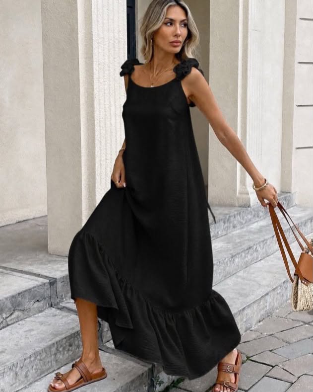 Girly Sleeveless Long Wide Dress