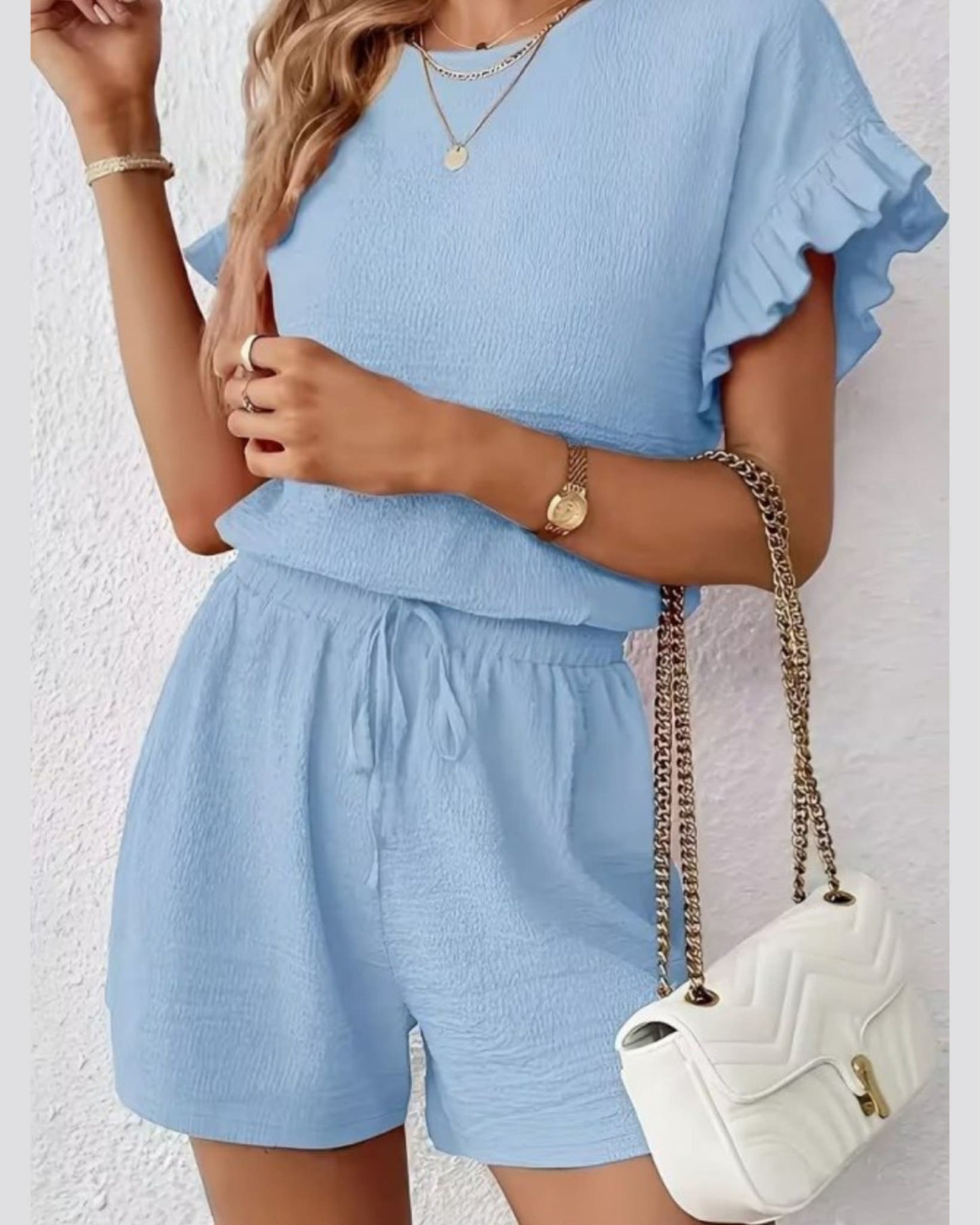 Casual Set With Ruffles On Sleeves
