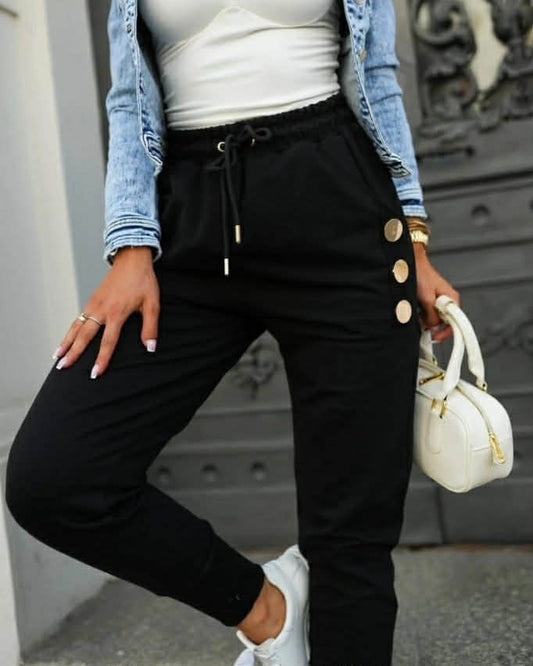 Sweatpants With Golden Buttons