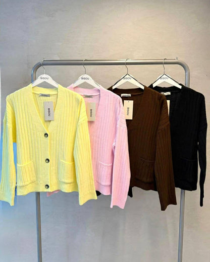 Wool Stripped Elegant Cardigan