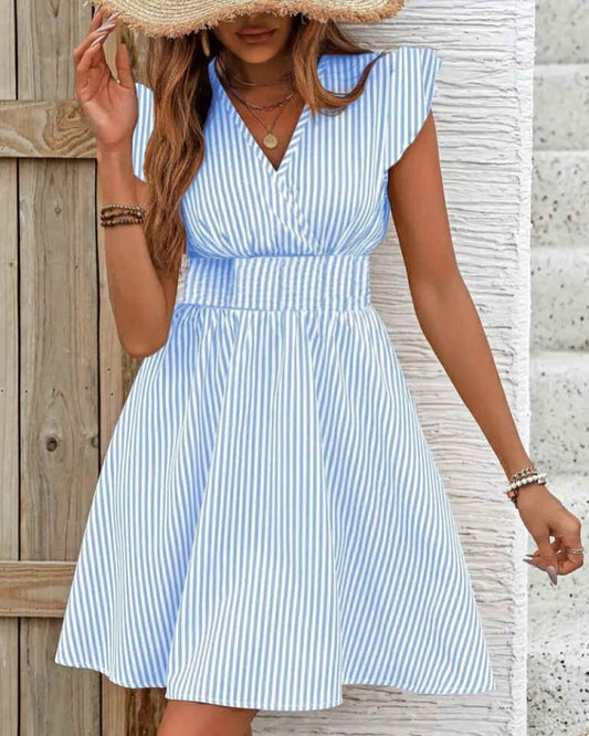 Stripped Short And Wide Two Colors Dress