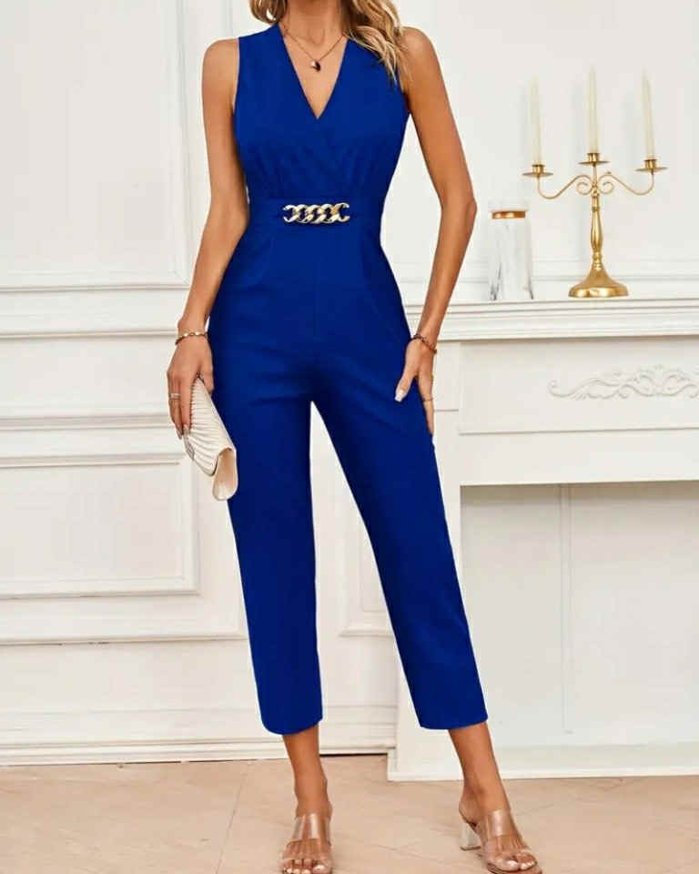 Sleeveless Overall With Golden Chane