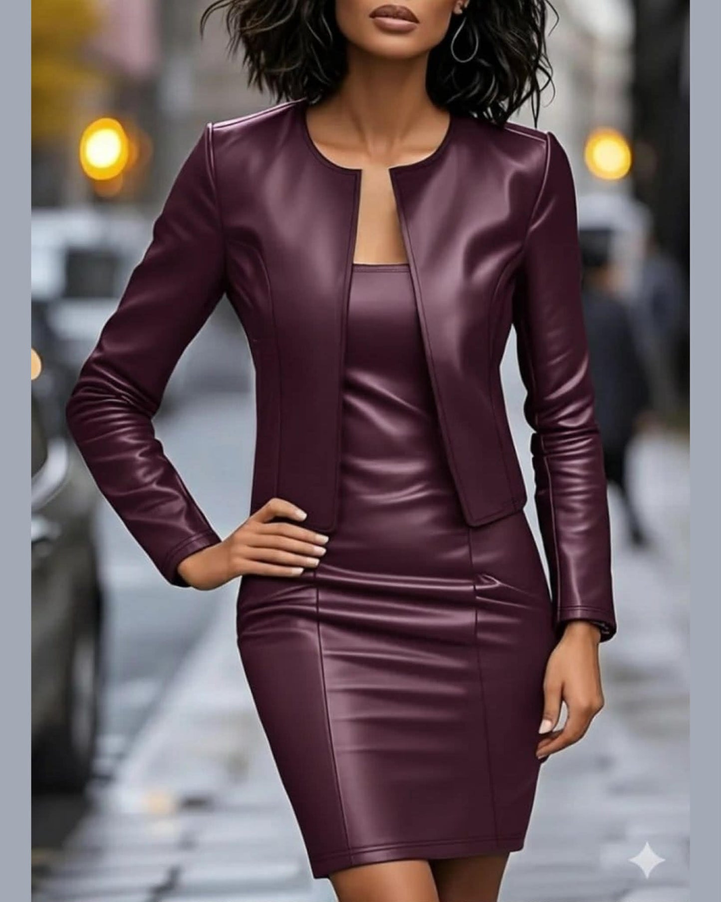 Leather Two Pieces Short Set