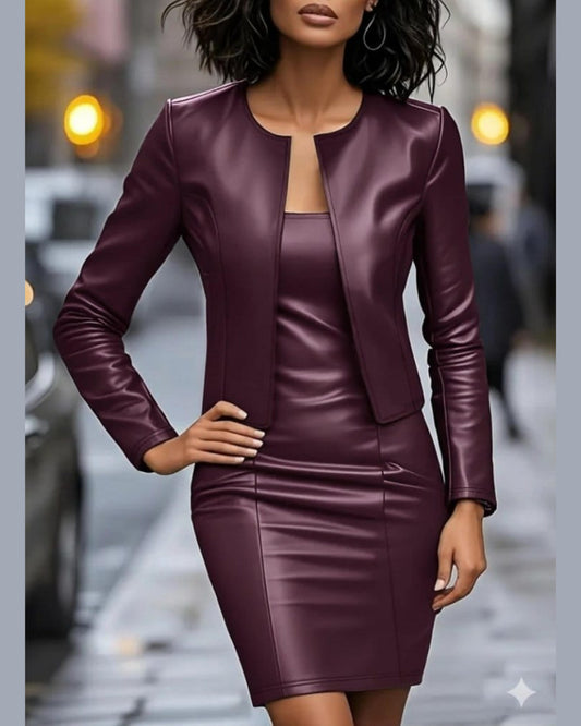 Leather Two Pieces Short Set