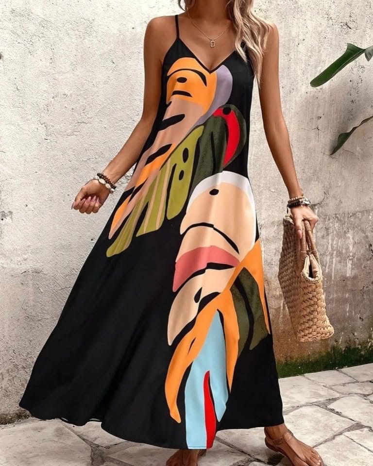 Colorful Cotton Wide Long Dress