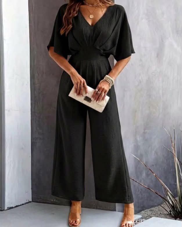 Elegant Short Sleeve One Color Overall