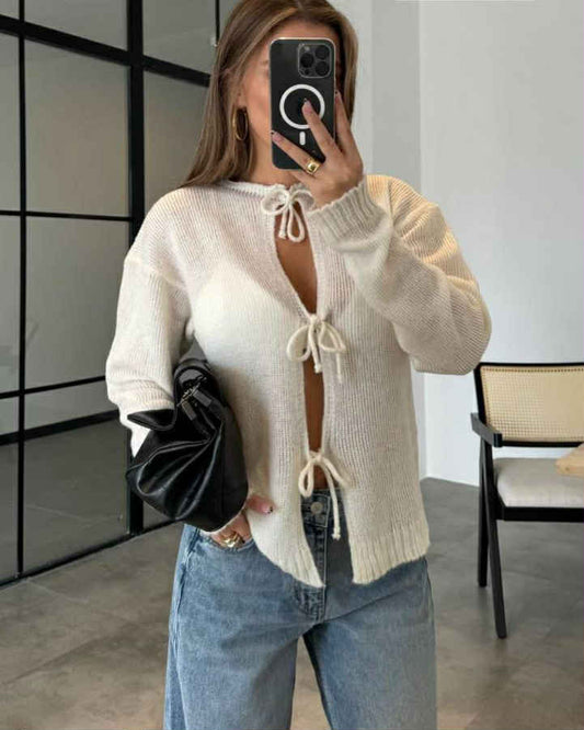 Wool Cardigan With Ties