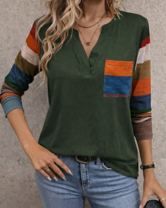 Long Sleeve Cotton Colorful Top