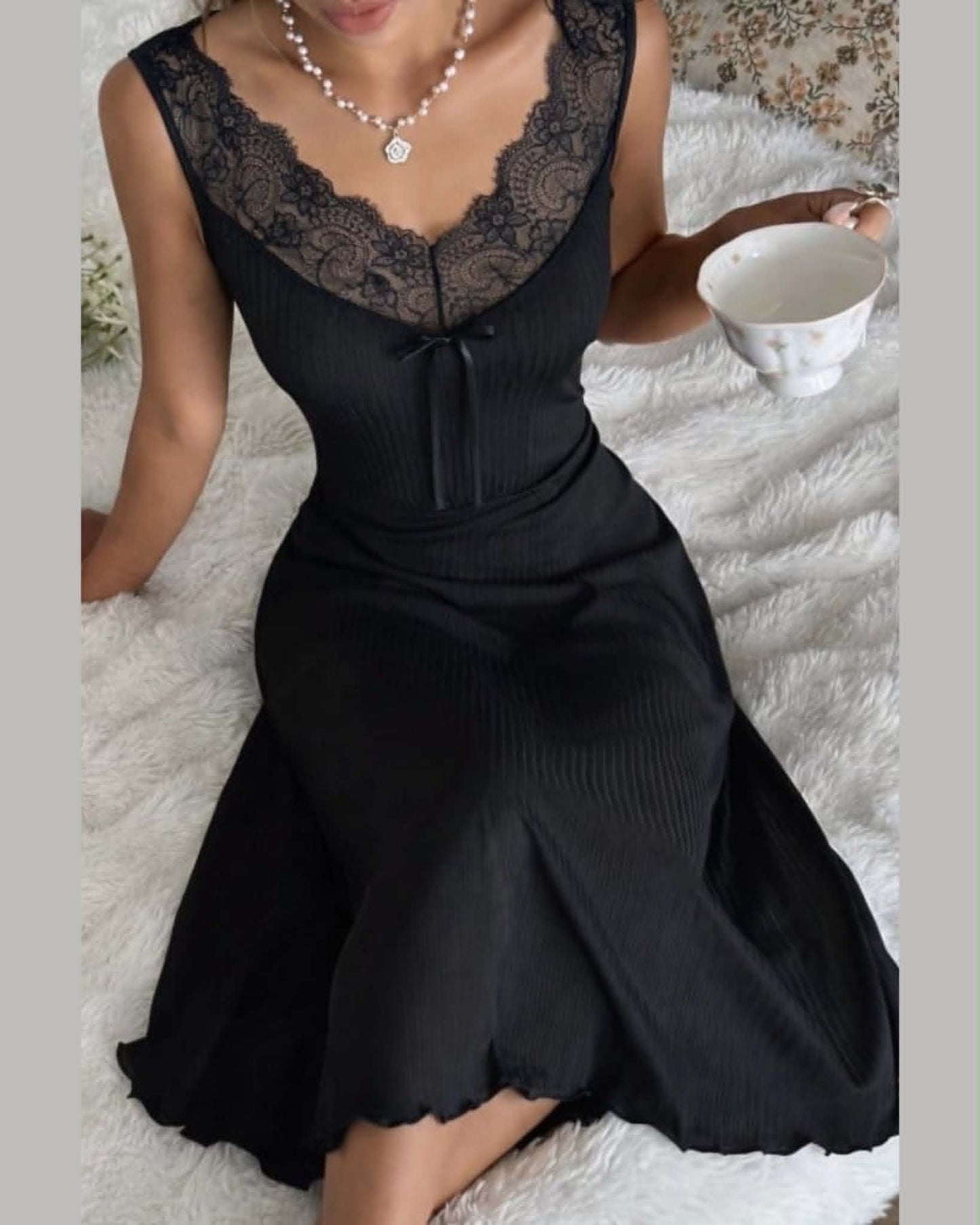 Long Cut Dress With Laces