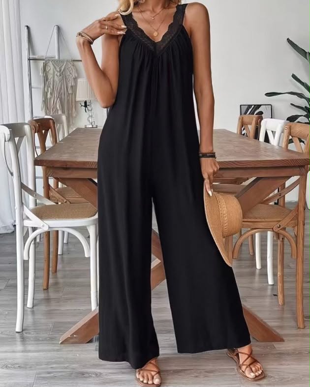 Wide Cotton Overall Sleeveless With Laces