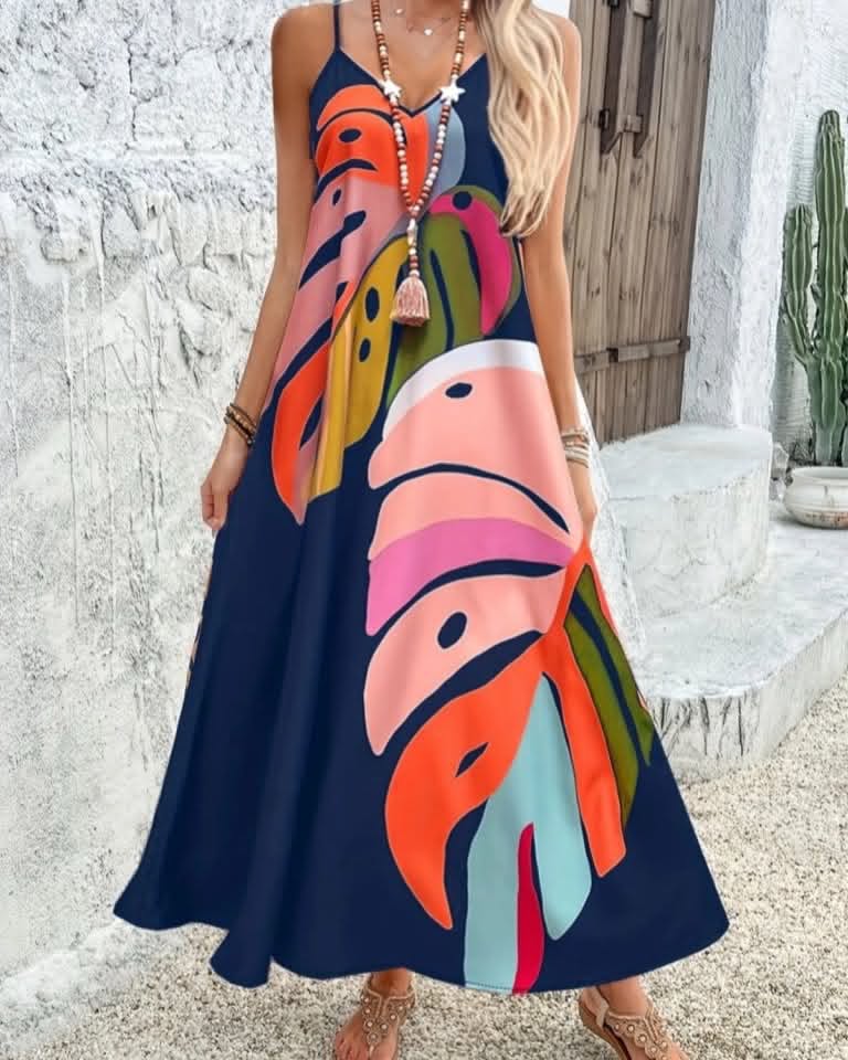 Colorful Cotton Wide Long Dress